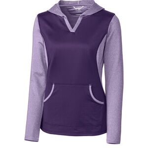 NWT Cutter & Buck Women’s DryTech Tackle Hoodie, Purple/Purple Heather, size M